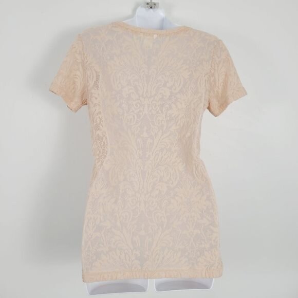 Club Monaco Linen Blend Sheer‎ Lace Short Sleeve Shirt Size Small - Picture 5 of 8